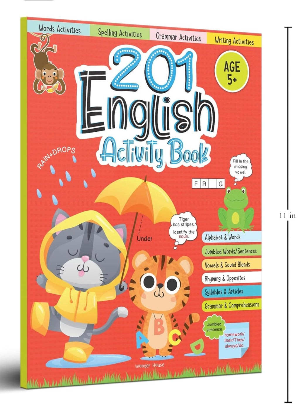 201 English Activity Book - Fun Activities and Grammar Exercises For Children: Alphabet & Words, Rhyming & Opposites