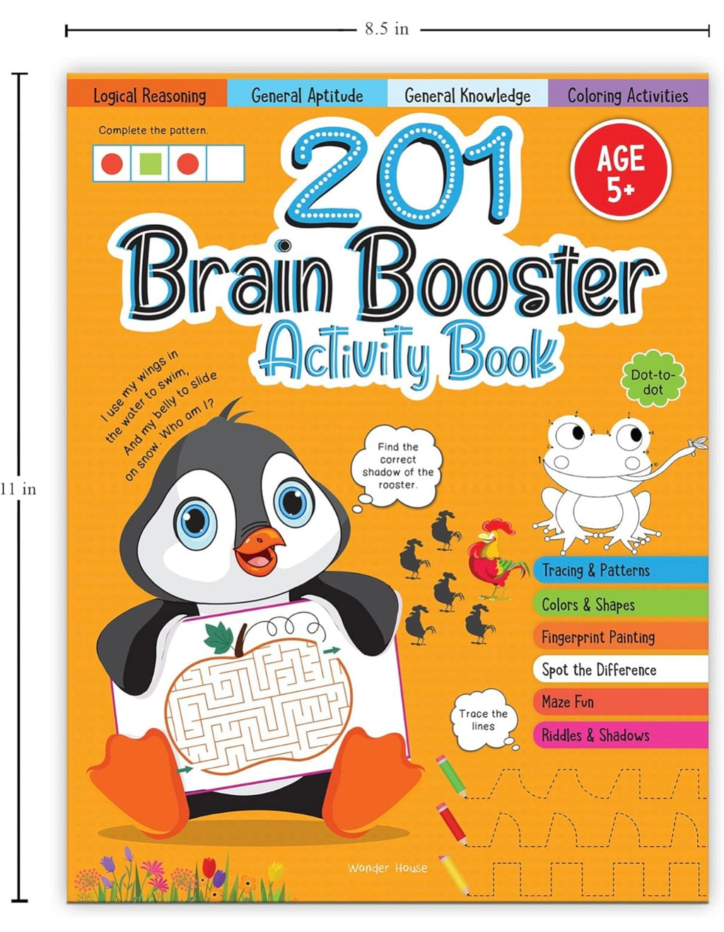 201 Brain Booster Activity Book - Fun Activities and Exercises For Children: Tracing & Pattern, Colors & Shapes, Maze