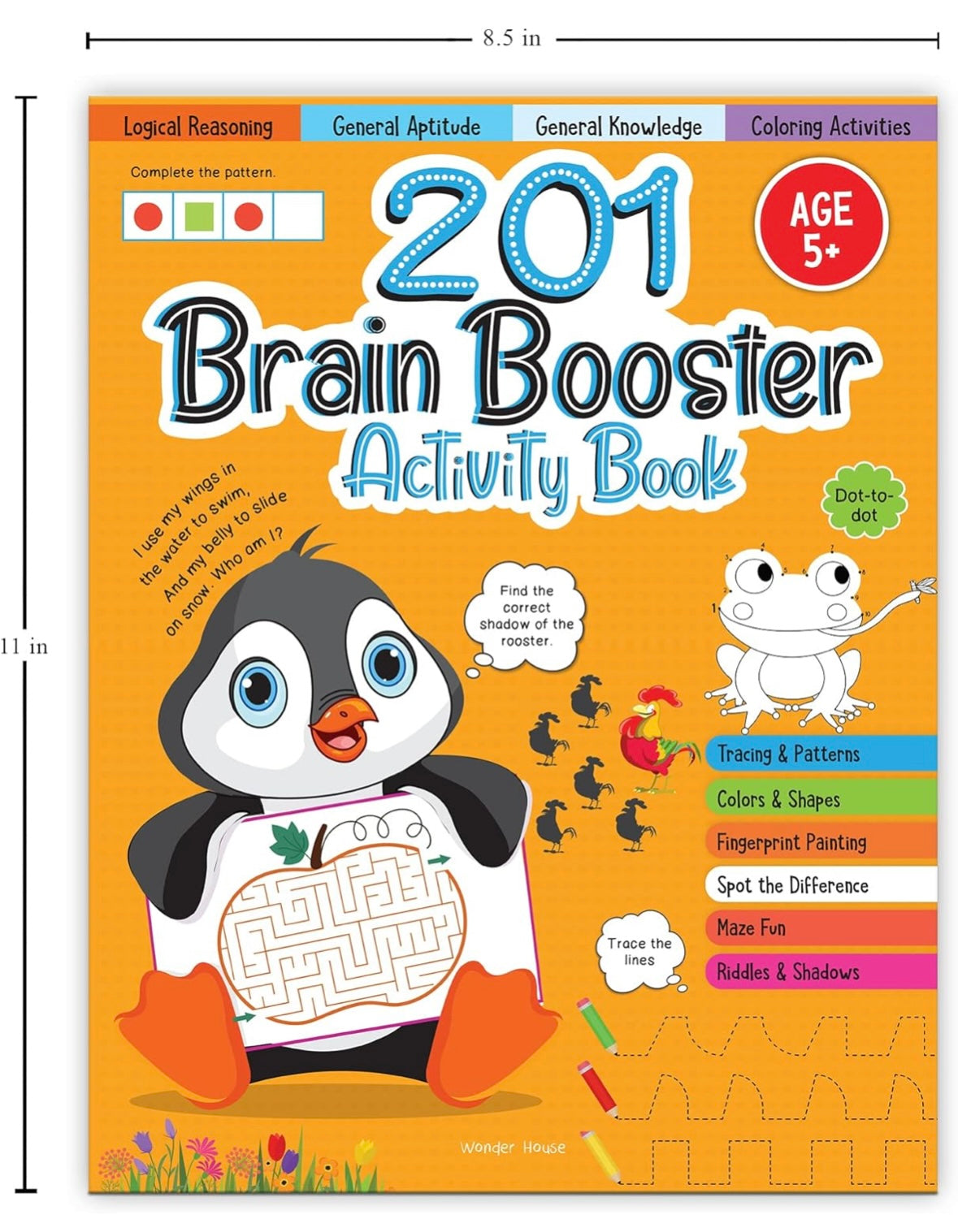 201 Brain Booster Activity Book - Fun Activities and Exercises For Children: Tracing & Pattern, Colors & Shapes, Maze